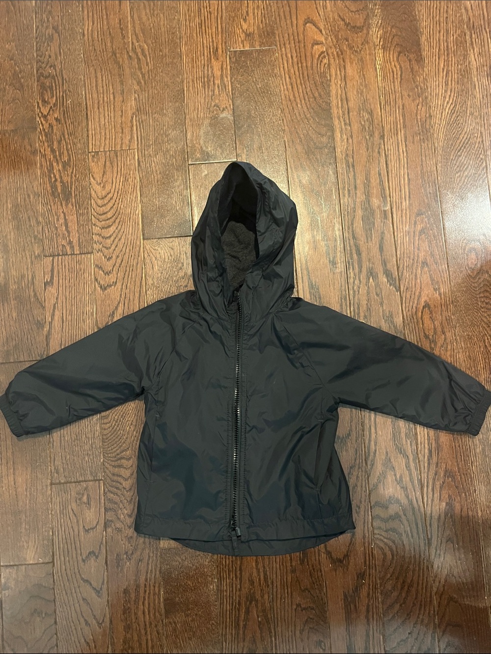 Kids Hooded Black Raincoat with Cozy Lining